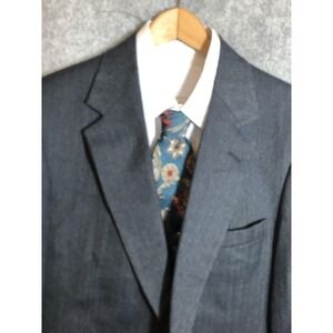 Vintage Oakton Ltd. Blazer Mens 42L Gray Herringbone Tweed Sport Coat Jacket 90s